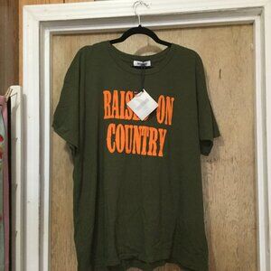 NWT Daydreamer army green with orange size large Raised on Country logo
